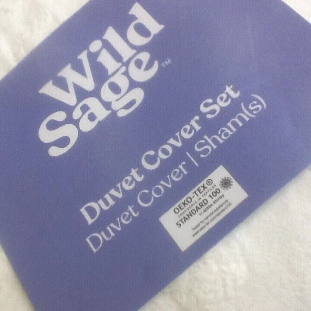 new 3-pc WHITE Wild Sage Michaela Tufted Triangles FULL / QUEEN Duvet Cover Set